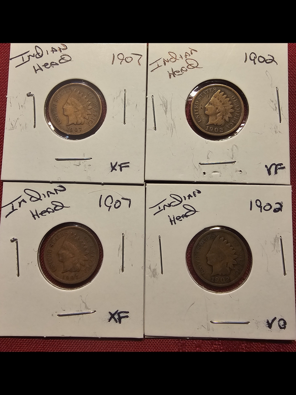 Indian Head Cent Set - Brown - Vintage U.S. Coins (1902, 1907)